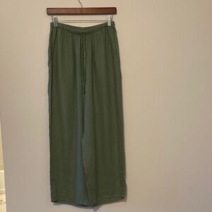 New Flax Women's Wide Leg Pants in Olive Green, size small